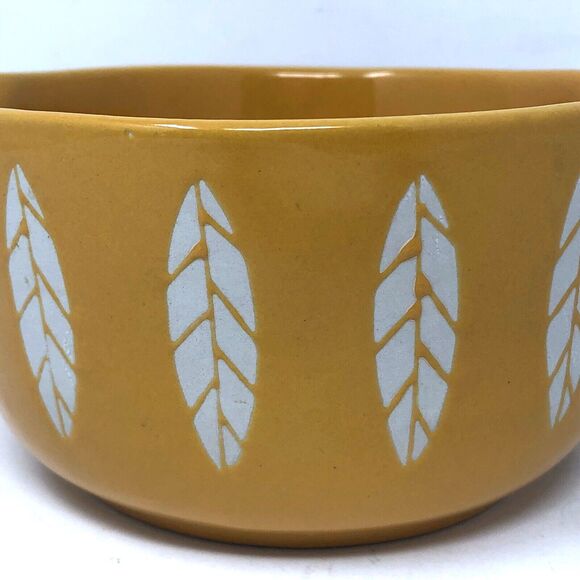 MCM Lotus Stoneware Bowl VTG Yellow Double Spout Pour Gravy/Sauce - Picture 6 of 8